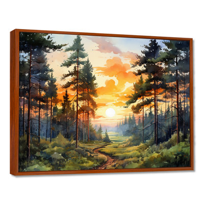 «Pine Tree Sunset Glow I», art encadré pin