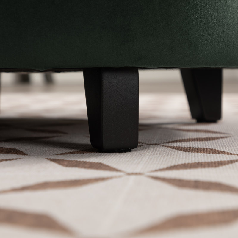 Repose-pieds rond avec rangement en velours Briana, Velours vert performance