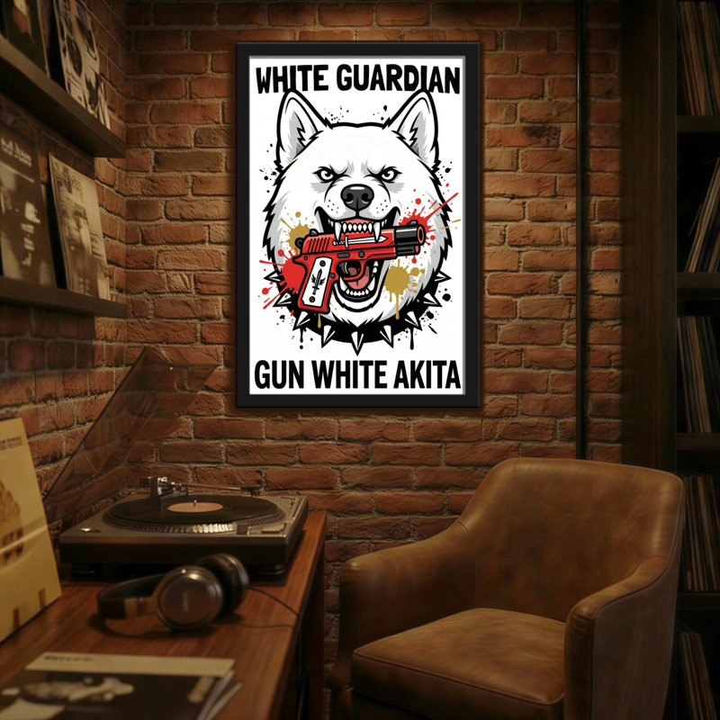 Animaux blanc pistolet Guardian blanc Akita, H 18 po x l 12 po