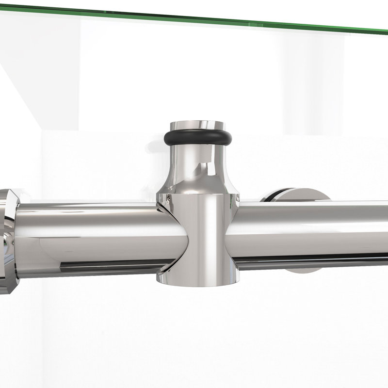 76" Polished Stainless Steel Frameless Sliding Shower Enclosure with Clear Glass