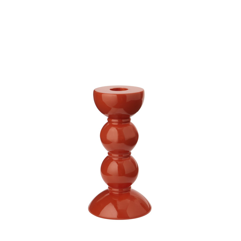 Bobbin Candlestick, 5.51" H x 1.97" W x 1.97" D, Orange