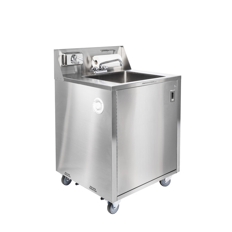 32'' L x 29.5'' W Stainless Steel Portable Handwash Station with Faucet