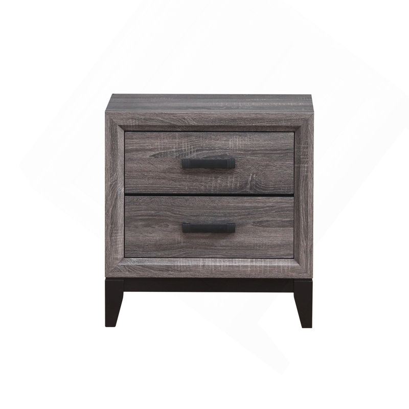 Gray Modern Nightstand, Black,Gray