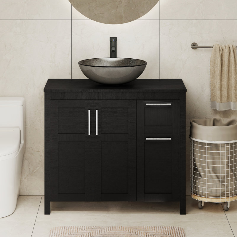 Meuble-lavabo 36 po avec lavabo Warde, Black, Black
