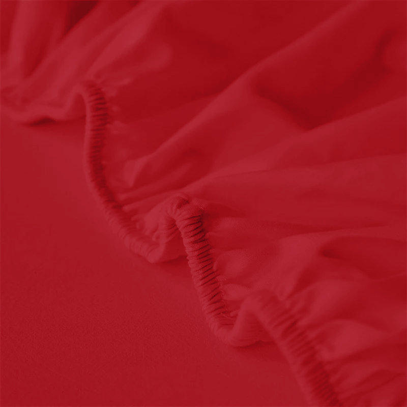Microfiber Premium Quality Deep Hypoallergenic Fitted Sheet 25cm, Double (4'6), Red