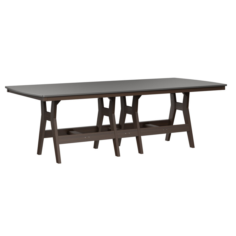 Harbor Outdoor Dining Table, Brazilian Walnut, 30.37" H x 96" W x 44" D, Hammered Top Stainless