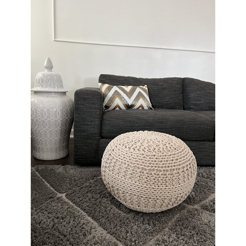 Verica Upholstered Pouf, Beige