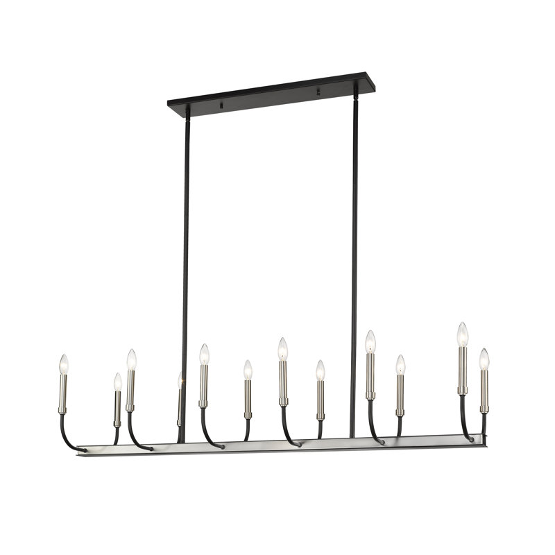 Suspension linéaire en grappe 12 lumières Emrich, Nickel brossé