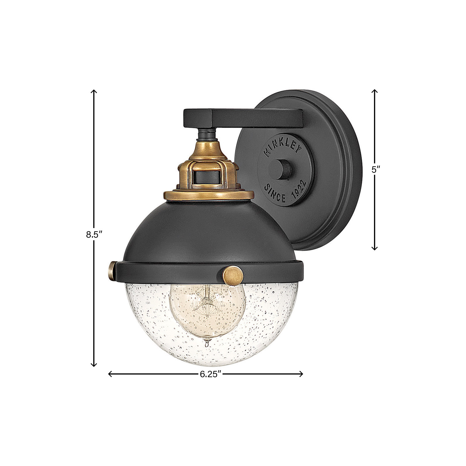 Kyoto Single Light Glass Dimmable Armed Sconce, Black