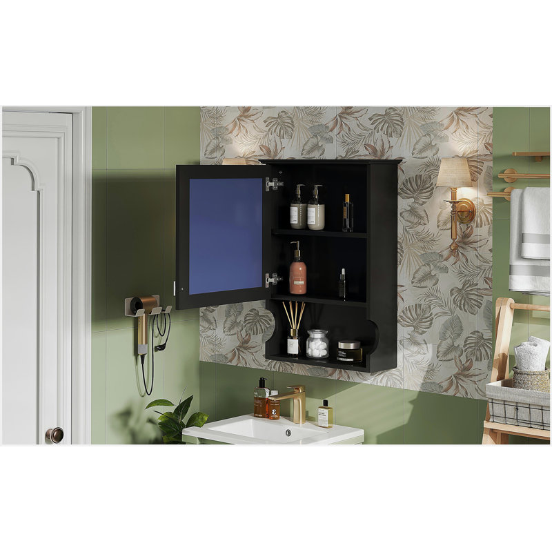 Armoire de rangement de salle de bain murale 20 "avec miroir, armoire de rangement murale avec porte, armoire à pharmacie murale à miroir