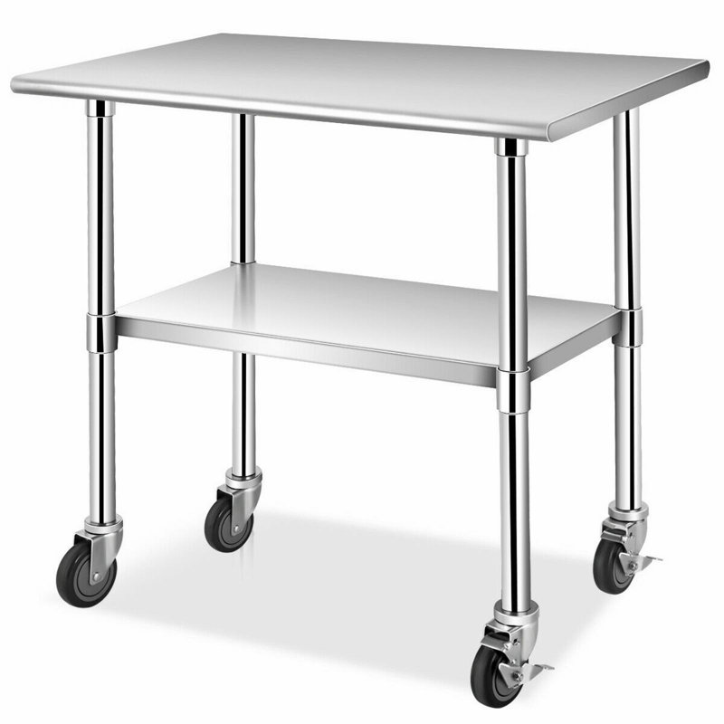 Clihome Stainless Steel 24.3'' L x 36.48'' W x 35.5'' H Prep Station, 35.5" H x 36" W x 24" D