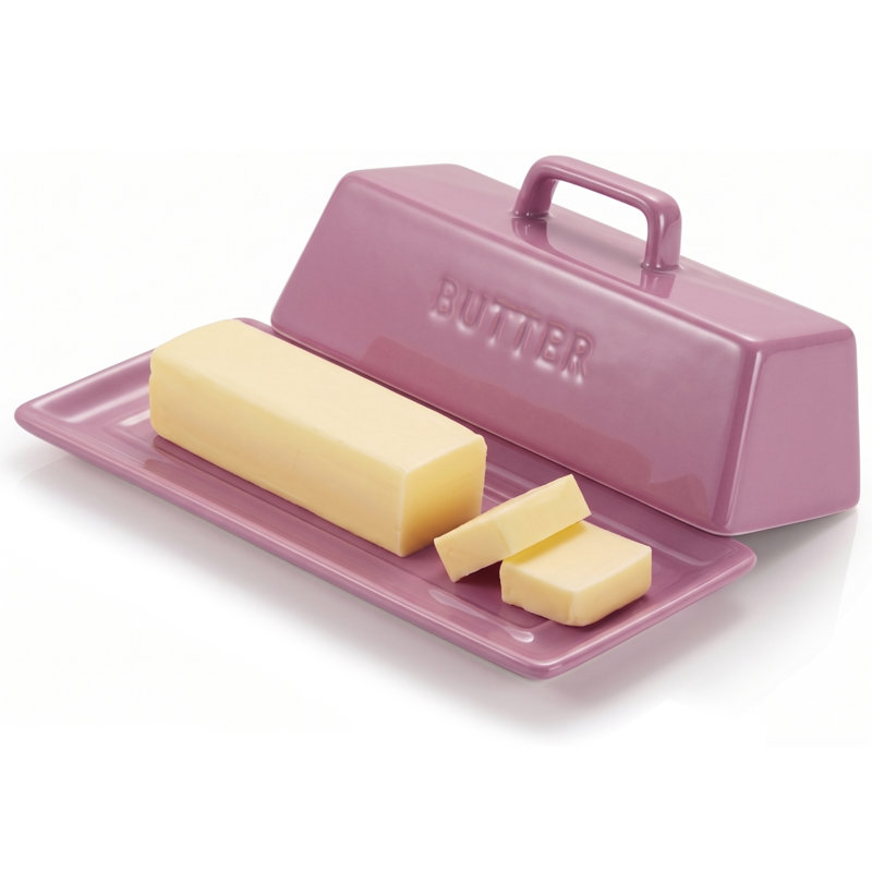 Ceramic Butter Dish, Pink