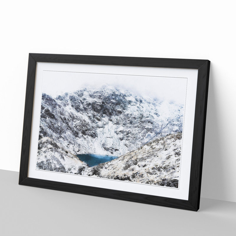 Hidden Lake in Snowdonia North Wales - Framed Print, 36cm H x 48cm W x 2cm D, Black Framed