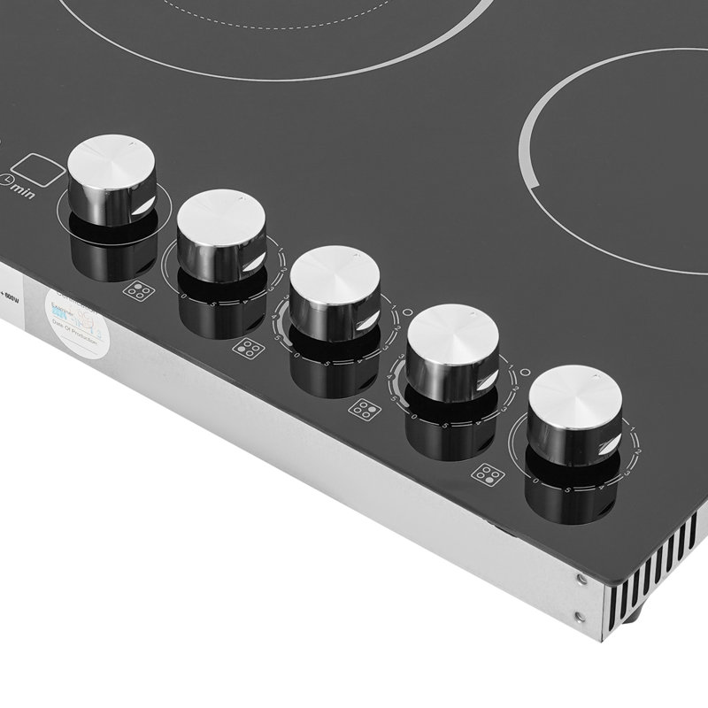 Plaque de cuisson électrique à 4 brûleurs pour comptoir avec surface de cuisson intégrée 600 W, 1200 W, 1000 W, 600 W