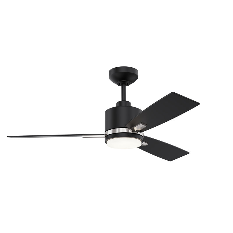 Ventilateur de plafond en nickel satiné avec lumière DEL et télécommande NUvel 42, 224 tr / min, Noir / nickel satiné, Noir