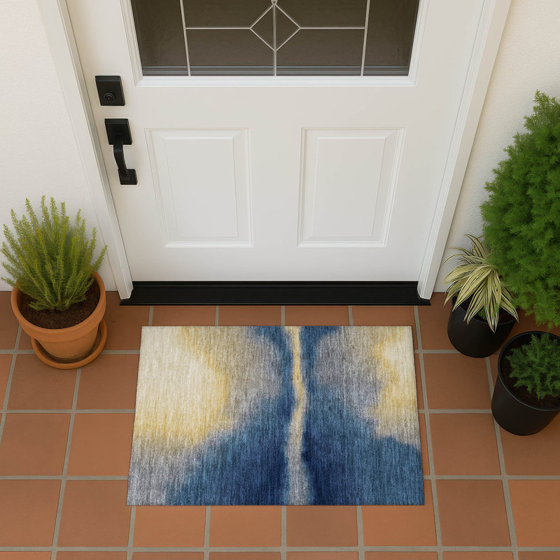 Machine Washable Indoor/Outdoor Lockway ACN2419 Abstract Rug, Rectangle 1'8" x 2'6"