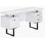 Bureau d'ordinateur, bureau personnel, ordinateur portable, installation à gauche, à droite, tiroirs de rangement, l 60 po, bureau, stratifié blanc, métal noir, contemporain, moderne-323919948