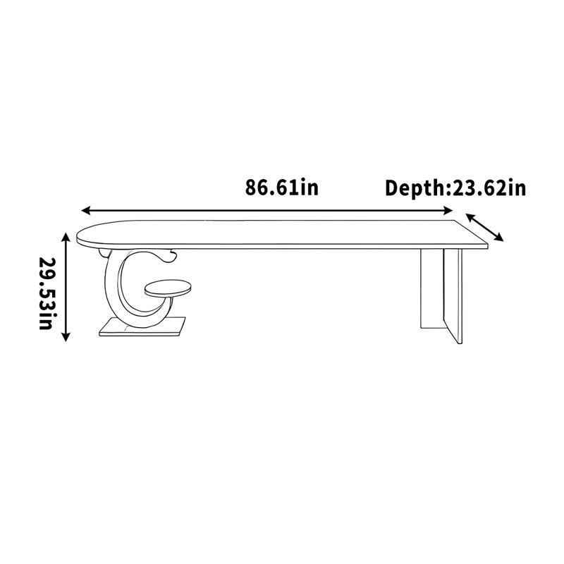 Bureau 29,53 ", H 29,53 po x l 86,61 po x P 23,62 po