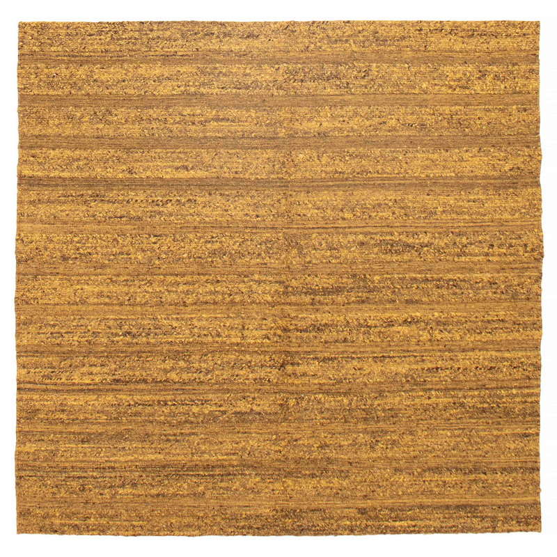 Kilim de laine doré naturel tissé à la main 6 pi 7 po x 6 pi 5 po
