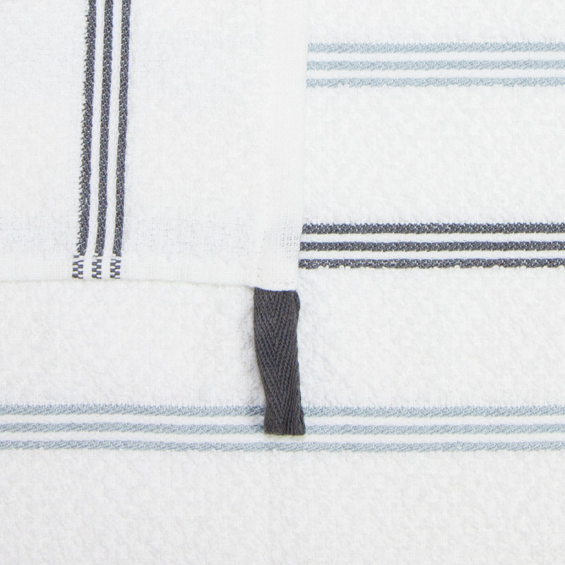The Sloppy Chef Premier Dishcloths Stripe Jacquard Dish Cloth Kitchen Towel, Silver/Gray/White