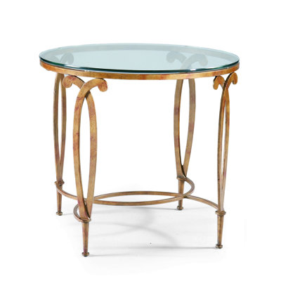 Fleur De Lis Glass End Table