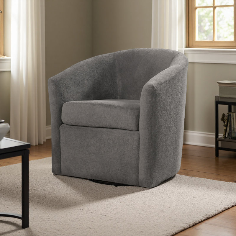 Fauteuil d'appoint pivotant Barrel, Brun cendré