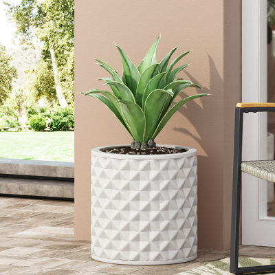 Planter - 15.97" Dimension Lightweight Concrete Material Antique White Hue Outdoor Decor Adds Elegance To
