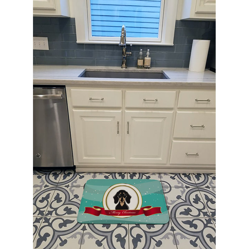 Tapis pour salle de bain en mousse à mémoire de noël lisse teckel