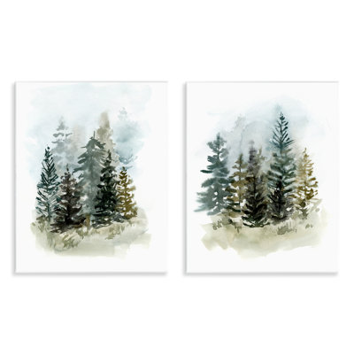 «Pine Trees Forest Grove», ensemble de 2 plaques murales par Victoria Barnes