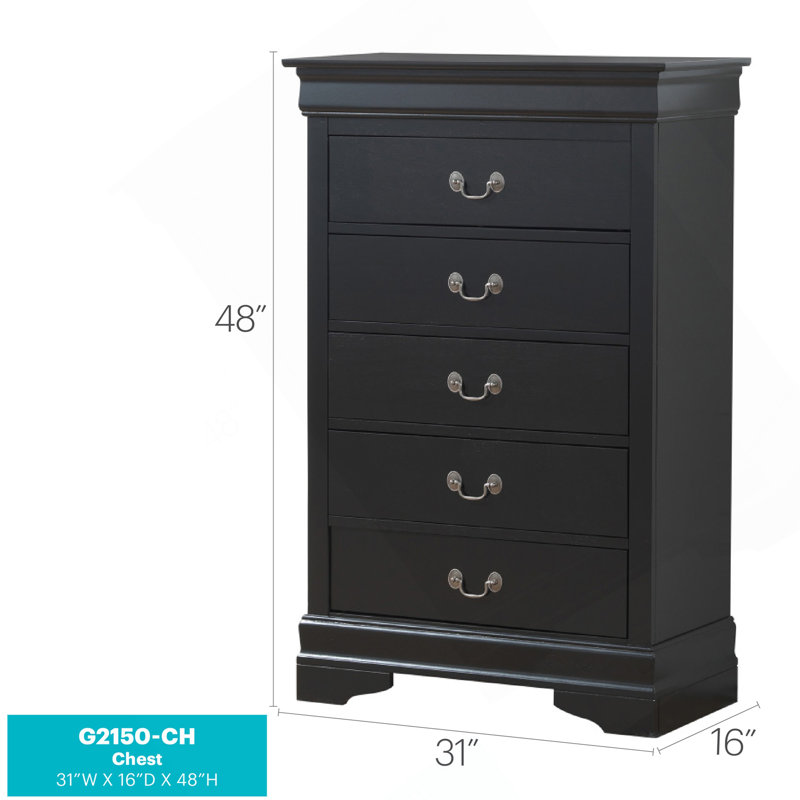Commode Louisphillipe G2150-CH, noire, Noir