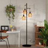 Asiel 65'' Dimmable Black Industrial Tree Floor Lamp with 3 Bulbs Included