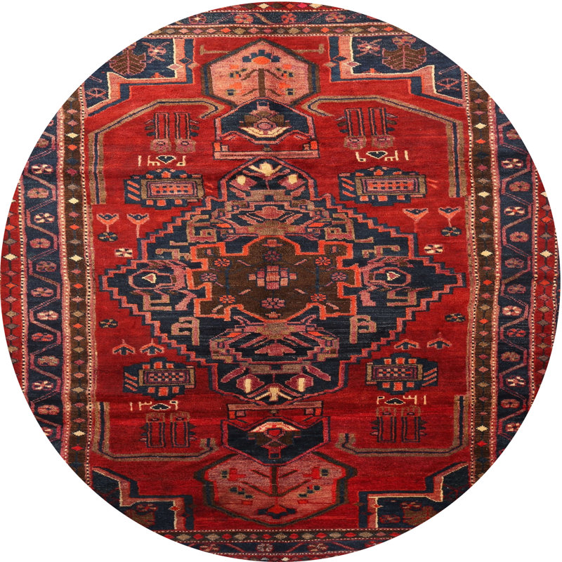 Tapis oriental multicolore tissé à la machine Oriental, Rond 6 pi