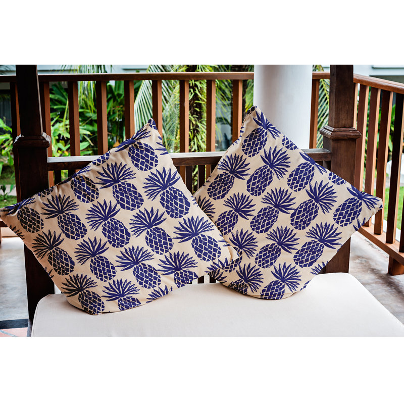 Coussin intérieur / extérieur Pineapple Stripes, 20 po x 20 po, Indigo