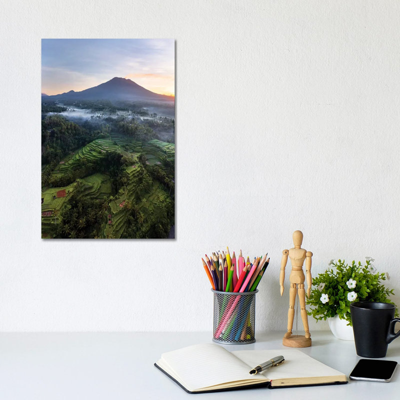 Volcano And Rice Fields, Bali II by Matteo Colombo - Wrapped Canvas Print, 20.32 cm H x 30.48 cm W