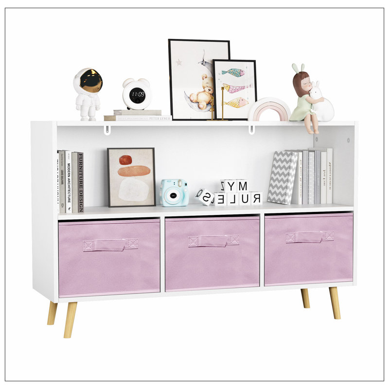 Armoire de rangement pour enfants avec tiroirs en tissu pliables - Bibliothèque et organisateur de jouets, conception moderne