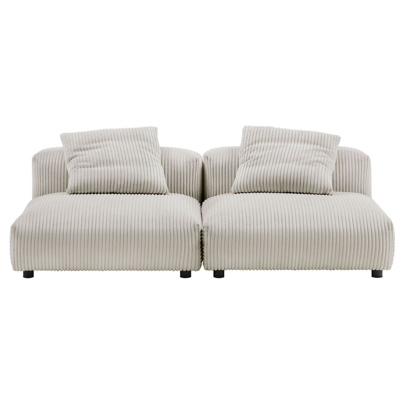 Canapé modulaire en velours côtelé 2 pièces Solace, Amande