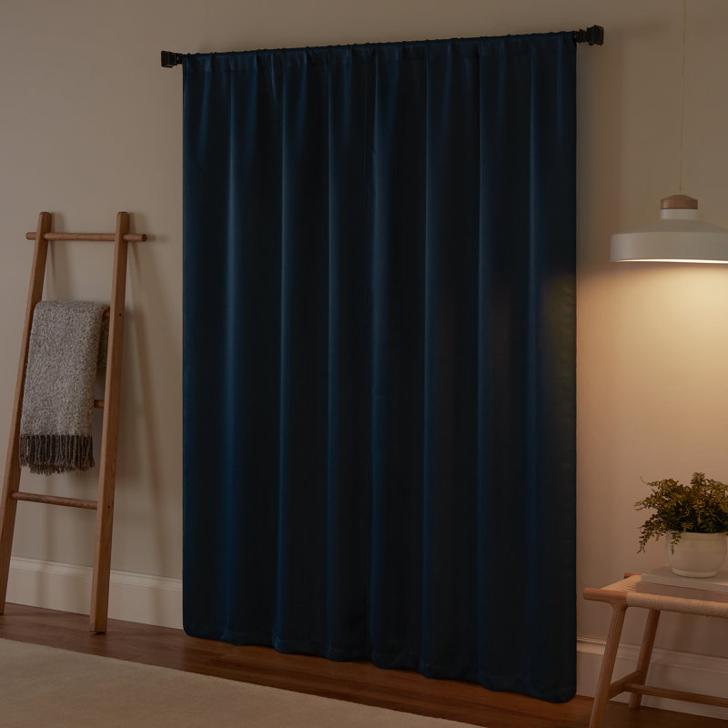 Indigo Polyester Blackout Rod Pocket Curtain Panel