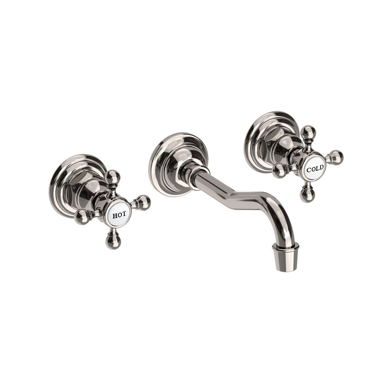 Chesterfield Wall Mount Bathroom Faucet, Polished Nickel