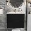 Meuble-lavabo flottant mural 24 po avec lavabo et tiroirs en céramique, panneau multicouche noir durable, premier tiroir en forme de U facile à entretenir, protège le fond-50122594-50122592