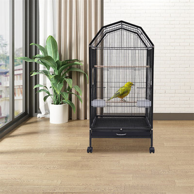Brody-Lee 39.9'' Iron Play Top Floor Bird Cage with Wheels