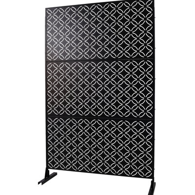 Écran d'intimité en métal Ps107 noir - l 76 "H48" autoportant pour terrasse extérieure et intérieure