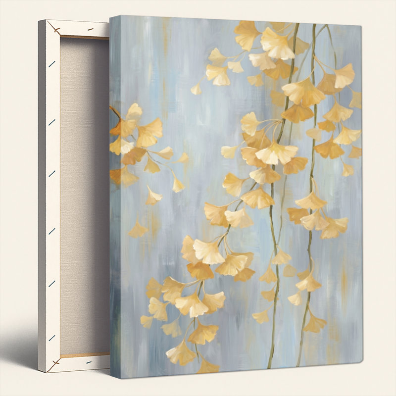 Ensemble de 1 tableau sur toile à motif de feuilles de ginkgo, 36"H x 24"W, Wrapped Canvas