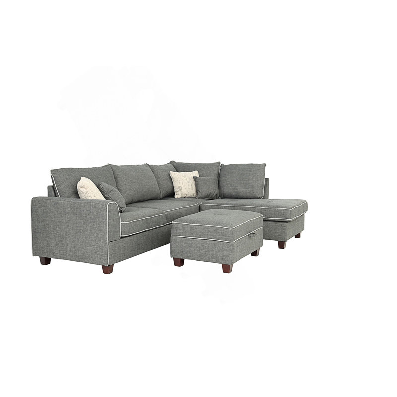 Passion Upholstered L-Shaped Sectional Reversible, Steel