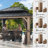 SUNJOY 11 x 13 ft. Wood Hardtop Gazebo with Customizable Nettings and Curtains, Pavilion Double Galvanized Steel Roof, for Ultimate Outdoor Enjoyment, Built-in Gutter for All-Season Comfort