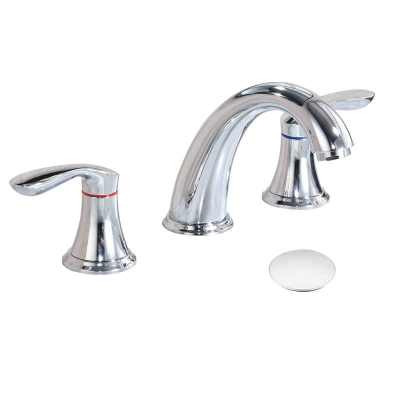 Widespread 2-handle Bathroom Faucet with Drain Assembly, Chrome