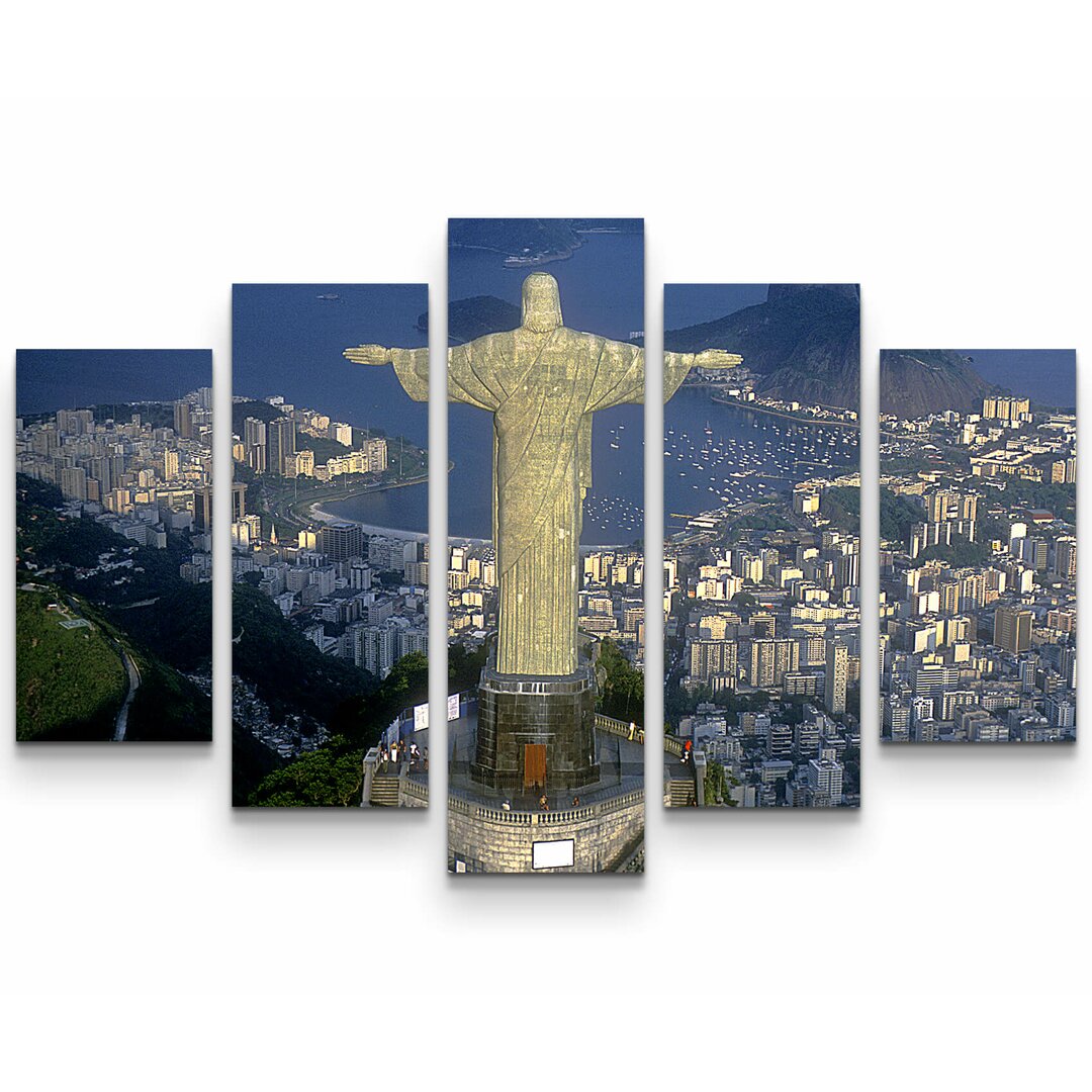 5-tlg. Leinwandbilder-Set Christus Statue in Rio de Janeiro