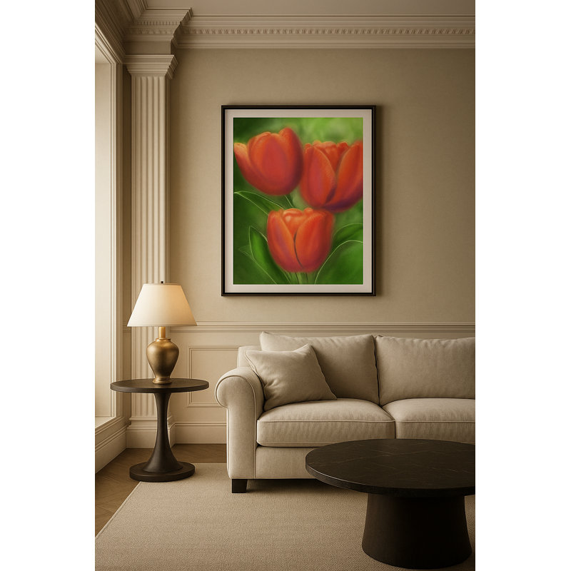 Scarlet Whisper Framed Canvas Wall Art by Kasian Art Studio - White Frame, White