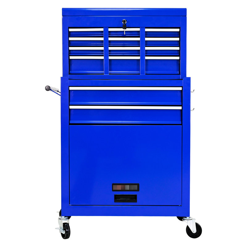 Coffre à outils 8 roulettes haute capacité - verrouillable et verrouillable 8 tiroirs, Blue