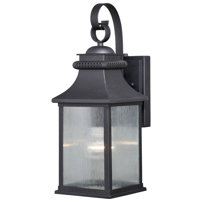 Arhire 16.25 in. H 1-Light Oil Rubbed Bronze Dusk to Dawn Sensor Traditional Outdoor Wall Sconce, Durable Steel, Clear Wrinkle Glass Shade for Exterior Porch Patio Front Door or Garage
