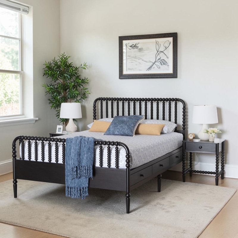 Ensemble de chambre à coucher Bavaria 3 pièces pour lit queen, noir